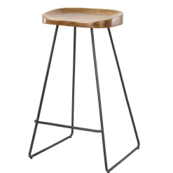 Tabouret de bar bois massif métal MELBOURNE