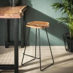 Tabouret de bar bois massif métal MELBOURNE