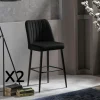 Tabouret de bar confort en velours noir (lot de 2) ROSARIO