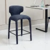 Tabouret de bar design en tissu bleu avec dossier (x2) TULSA