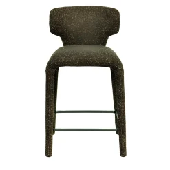 Tabouret de bar design en tissu kaki avec dossier (x2) TULSA
