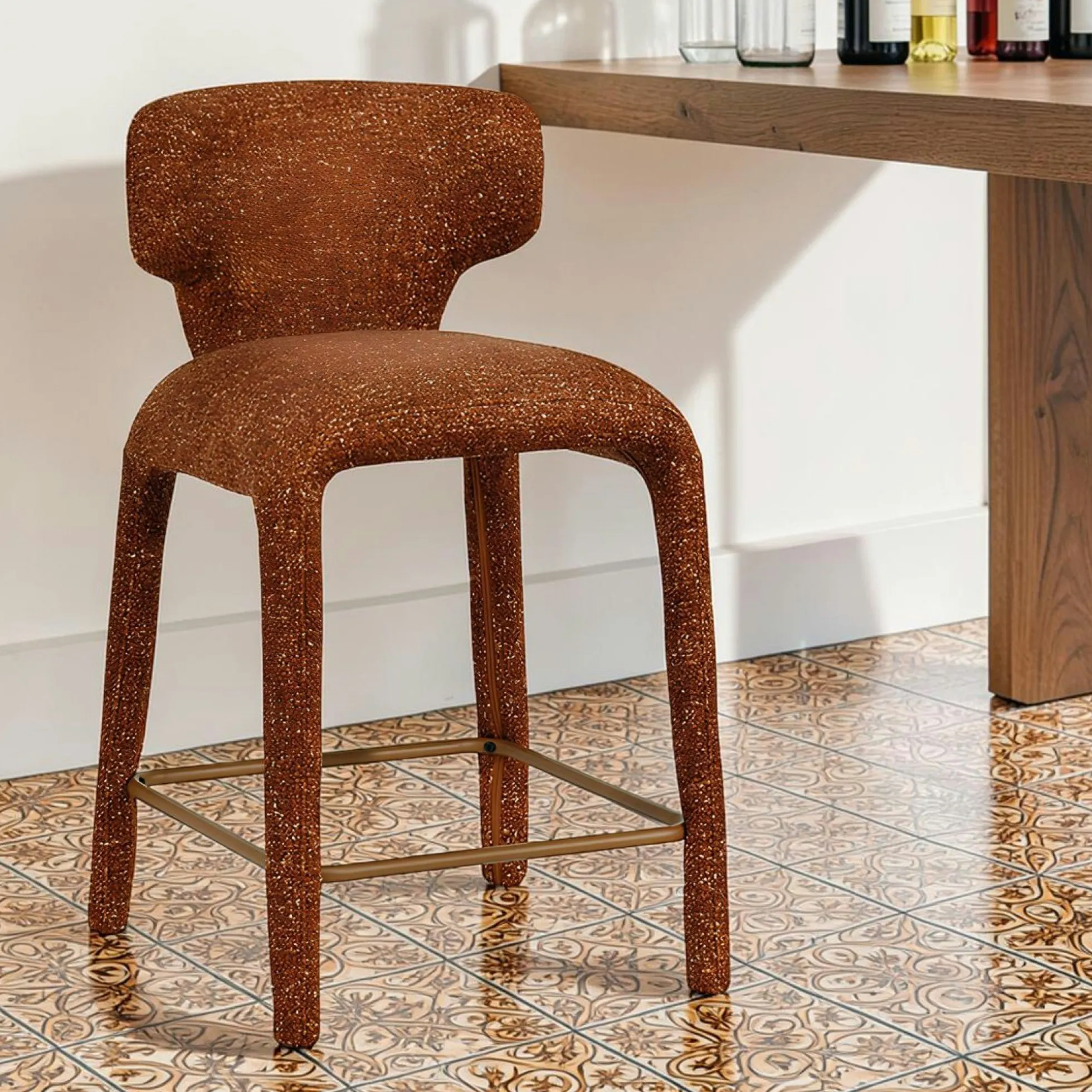 Tabouret de bar design terracotta avec dossier (x2) TULSA