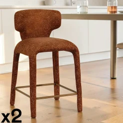Tabouret de bar design terracotta avec dossier (x2) TULSA