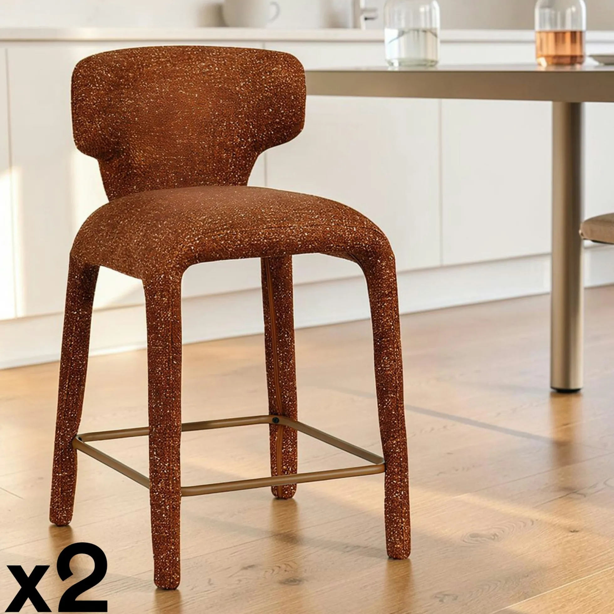 Tabouret de bar design terracotta avec dossier (x2) TULSA
