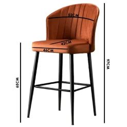 Tabouret de bar en velours rouge 65 cm (lot de 2) ROSARIO