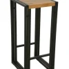 Tabouret de bar hévéa recyclé naturel et métal noirci 36X36X75cm DOCKER