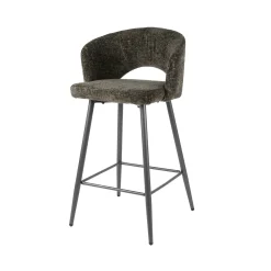 Tabouret de bar marron en velours tissé avec dossier ouvert (lot de 2) GALWAY