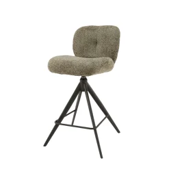 Tabouret de bar pivotant en bouclette taupe (lot de 2) GALWAY