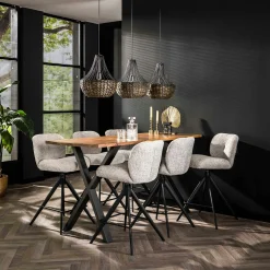 Tabouret de bar pivotant en bouclette grise (lot de 2) GALWAY