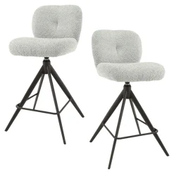 Tabouret de bar pivotant en bouclette grise (lot de 2) GALWAY