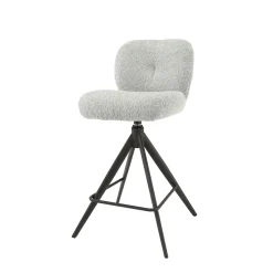 Tabouret de bar pivotant en bouclette grise (lot de 2) GALWAY