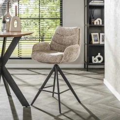 Tabouret de bar pivotant grand confort, finition beige (lot de 2) TAJ