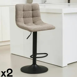 Tabouret de bar réglable en velours gris (lot de 2) SAVONE