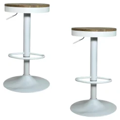 Tabouret de bar réglable métal blanc (lot de 2) LEEDS