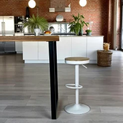 Tabouret de bar réglable métal blanc (lot de 2) LEEDS