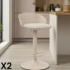 Tabouret de bar réglable métal et tissu beige (lot de 2) LEEDS