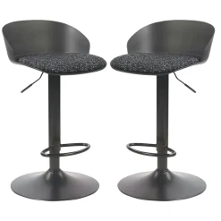 Tabouret de bar réglable métal et tissu noir (lot de 2) LEEDS