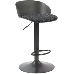 Tabouret de bar réglable métal et tissu noir (lot de 2) LEEDS