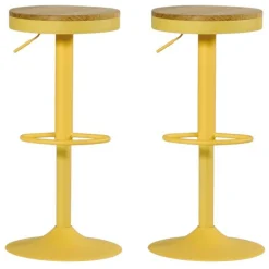 Tabouret de bar réglable métal jaune (lot de 2) LEEDS