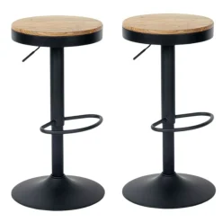 Tabouret de bar réglable métal noir (lot de 2) LEEDS