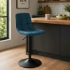 Tabouret de bar réglable tissu bleu damier (lot de 2) LORA