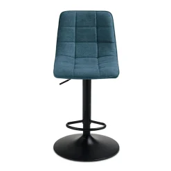 Tabouret de bar réglable tissu bleu damier (lot de 2) LORA
