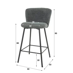 Tabouret de bar rose en tissu bouclette (lot de 2) GALWAY