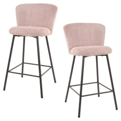 Tabouret de bar rose en tissu bouclette (lot de 2) GALWAY