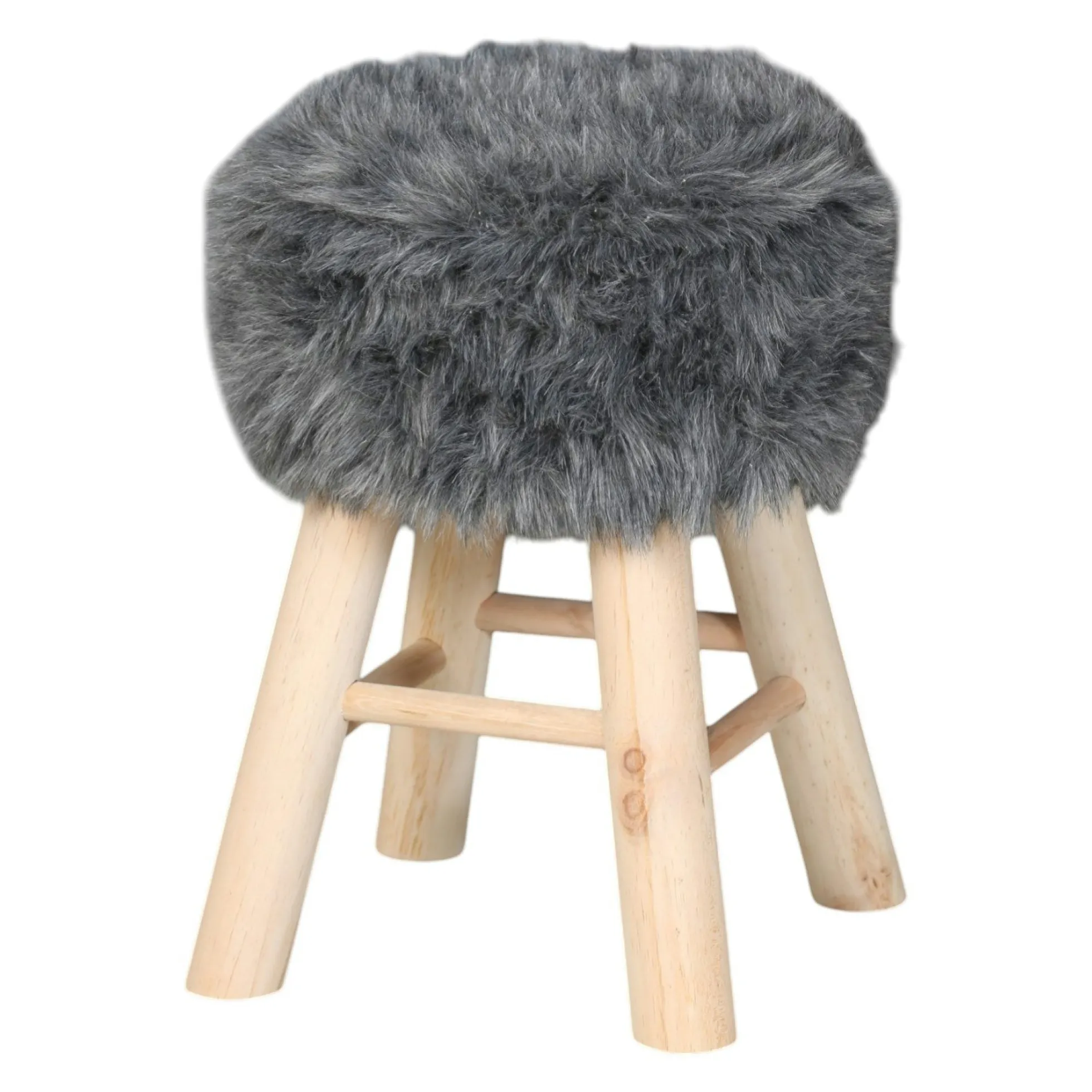 Tabouret fourrure grise synthétique