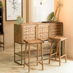 Tabouret haut de bar en chanvre naturel SWING