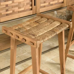 Tabouret haut de bar en chanvre naturel SWING