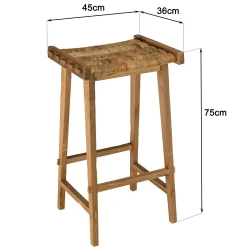 Tabouret haut de bar en chanvre naturel SWING