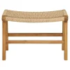 Tabouret repose-pieds en teck et fibre naturelle tressée MENDOZA