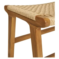 Tabouret repose-pieds en teck et fibre naturelle tressée MENDOZA