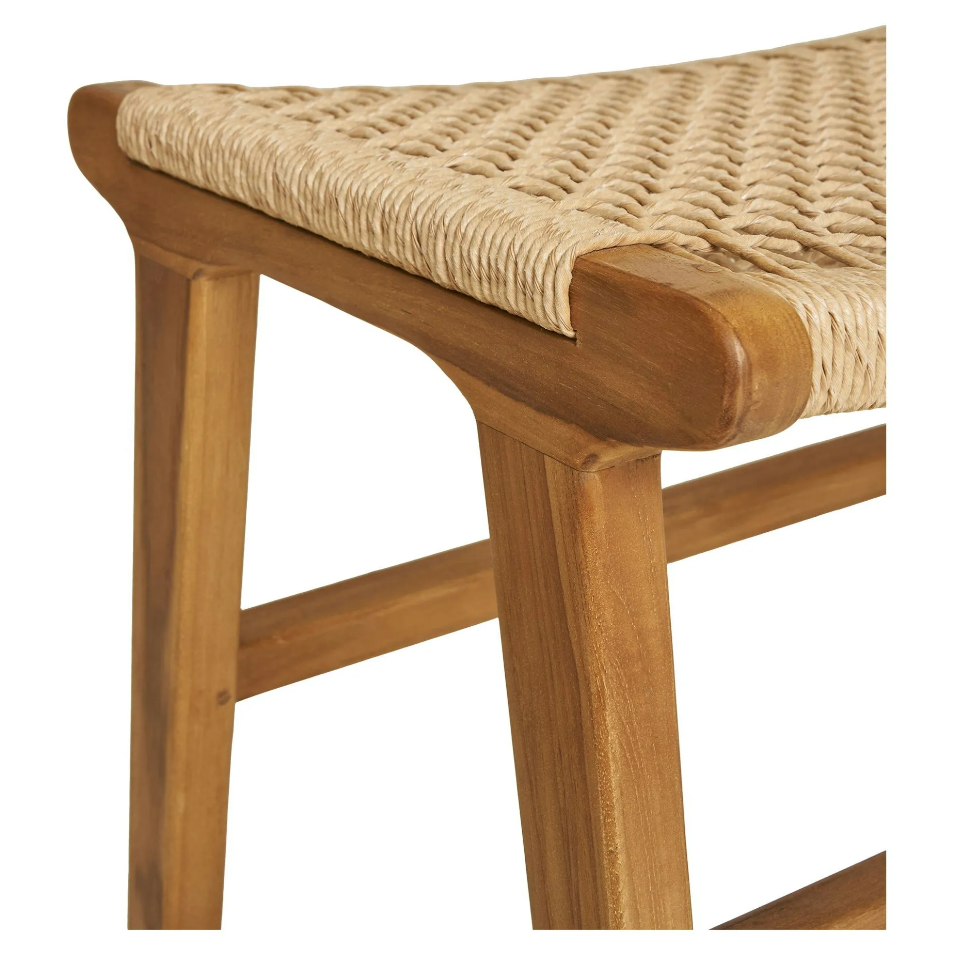 Tabouret repose-pieds en teck et fibre naturelle tressée MENDOZA