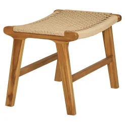Tabouret repose-pieds en teck et fibre naturelle tressée MENDOZA