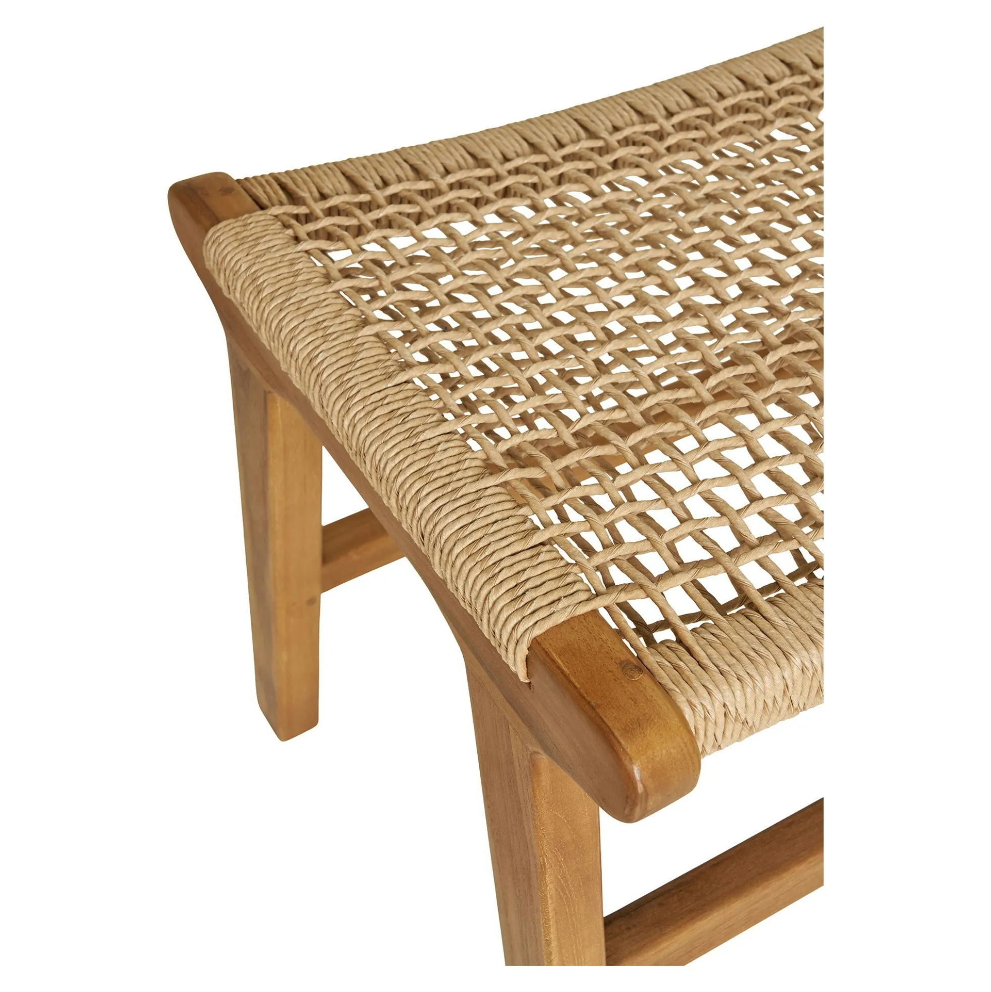 Tabouret repose-pieds en teck et fibre naturelle tressée MENDOZA