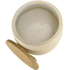 Tabouret tonneau en béton beige et bois BRASILIA