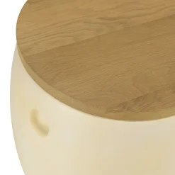 Tabouret tonneau en béton beige et bois BRASILIA