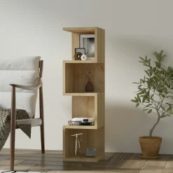 Étagère colonne design - effet bois clair MARFA