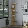 Étagère d'angle design effet bois clair MARFA