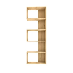 Étagère d'angle moderne effet bois clair - 3 niches MARFA