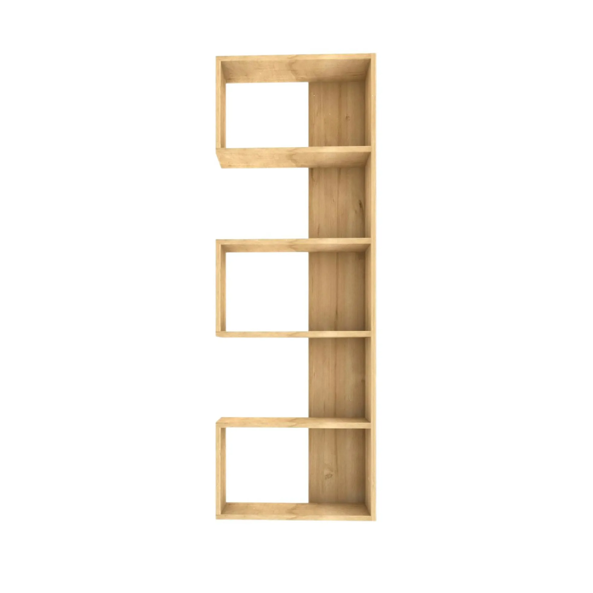 Étagère d'angle moderne effet bois clair - 3 niches MARFA