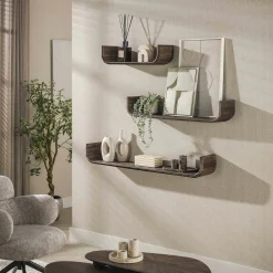Étagère en U bois de teck recyclé foncé (lot de 3) YOGI