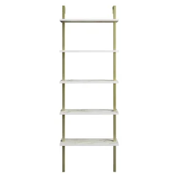 Étagère murale blanche effet marbre 5 plateaux H. 174 cm JENA
