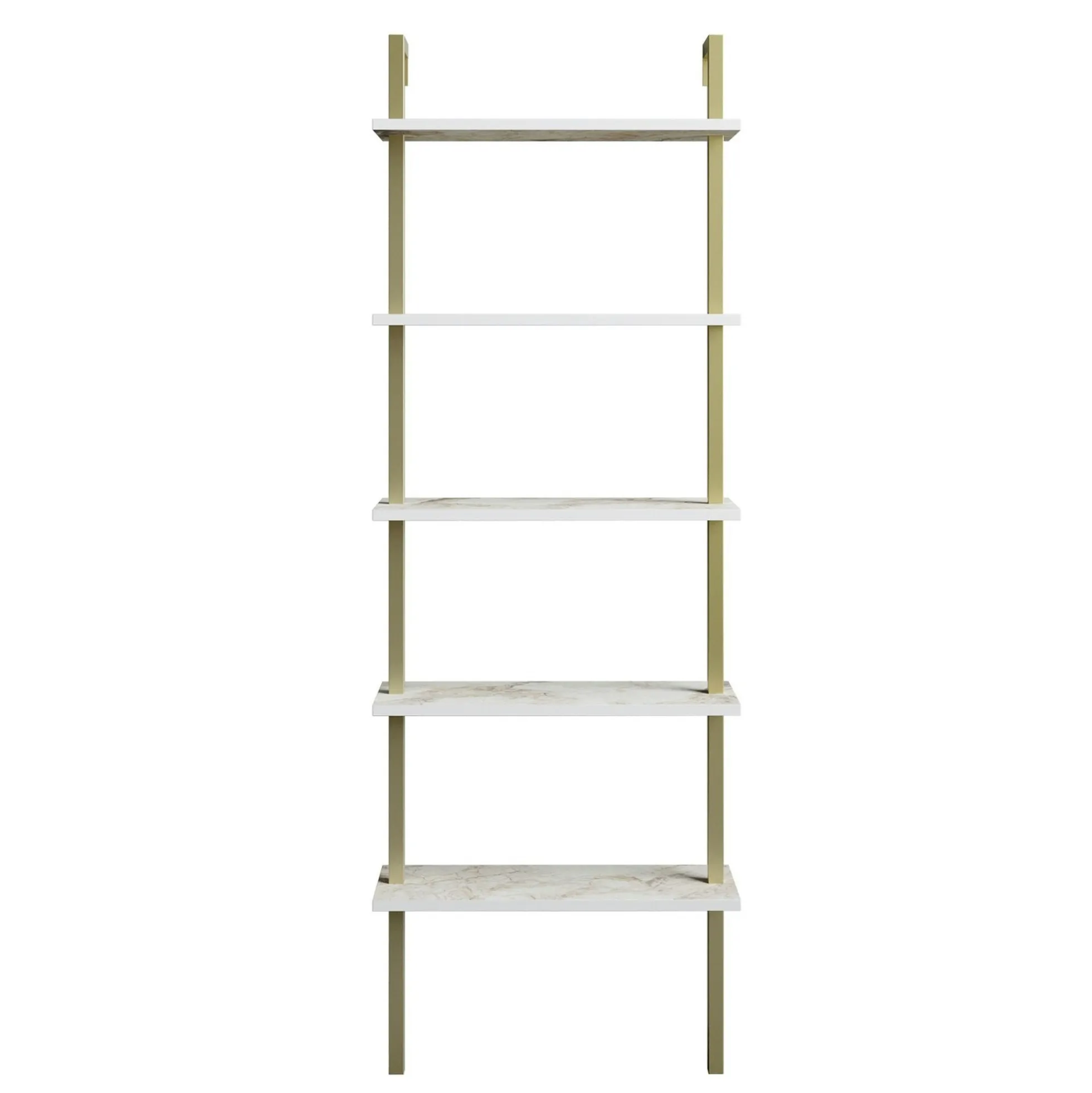 Étagère murale blanche effet marbre 5 plateaux H. 174 cm JENA