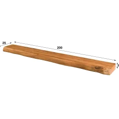 Étagère murale en bois d'acacia épais 2 m MELBOURNE