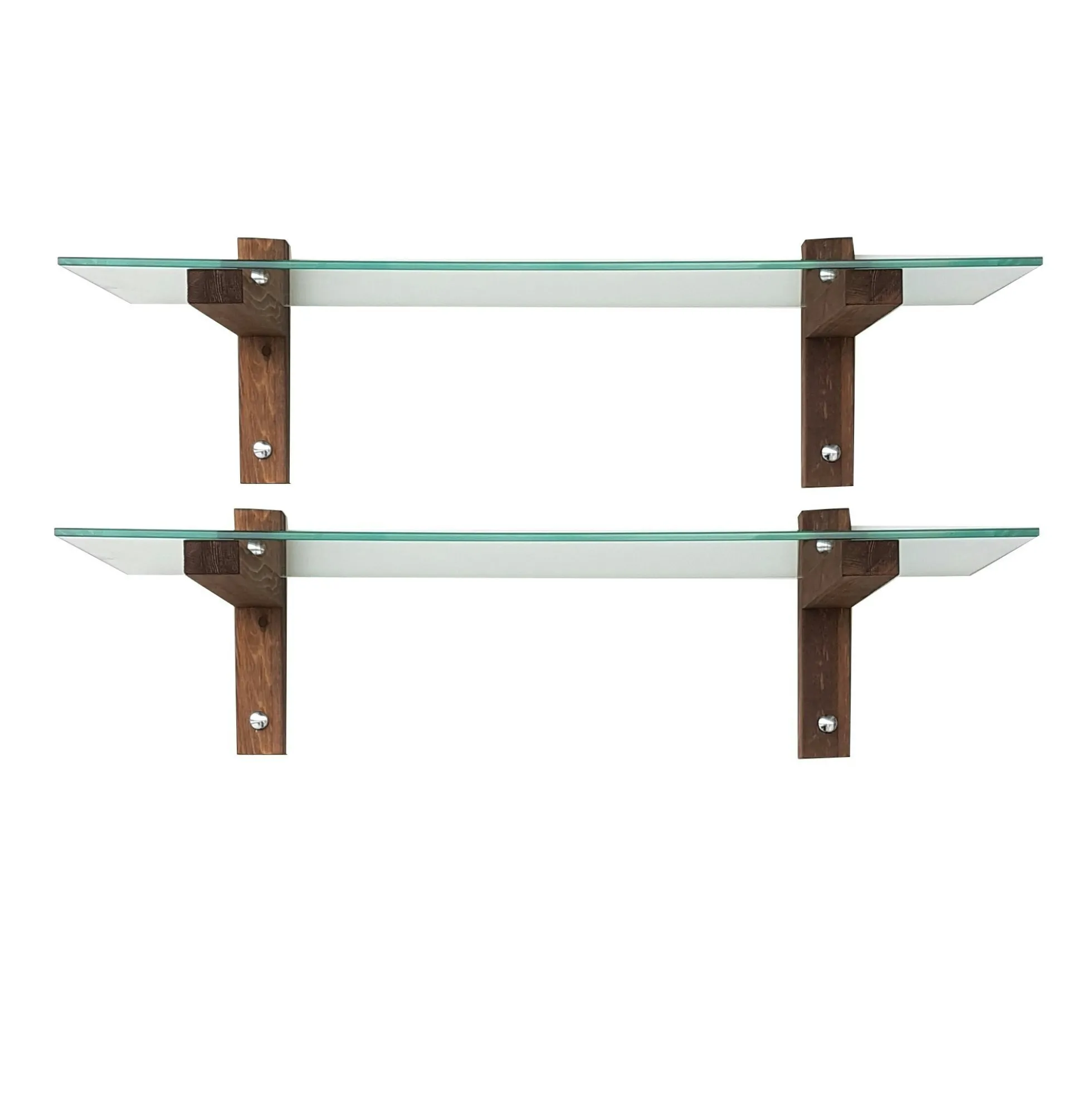 Étagère murale en verre - supports bois foncé (lot de 2) LHASA