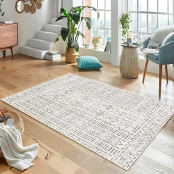 Tapis écru contrasté – motifs graphiques, 160x230 cm ISTANBUL