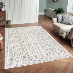 Tapis écru contrasté – motifs graphiques, 160x230 cm ISTANBUL
